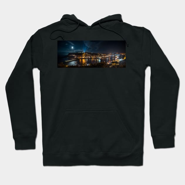 Whitby at Night Panoramic Hoodie by davehudspeth